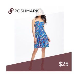 Old Navy Blue Tropical Bird Dress